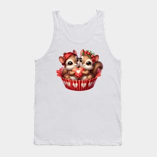 Valentine Squirrel Couple In A Cupcake Tank Top